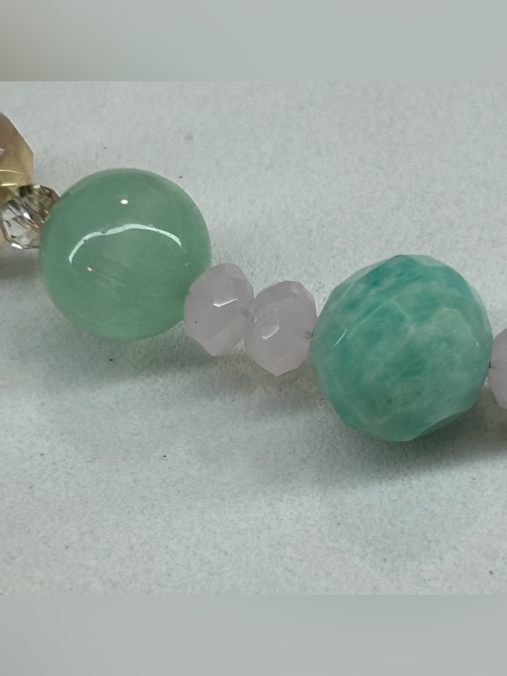 “Champagne Daydream”Necklace - Amazonite,Cat’s Eye,Acrylic,Crystal - Picture 5 of 8